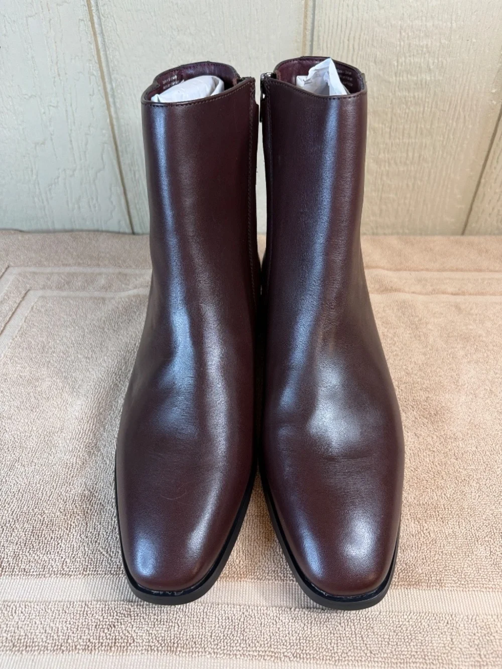 NWT Aldo Flex Amur Bordo Burgundy Leather SideZip Ankle Dress Boot Minimalist 12